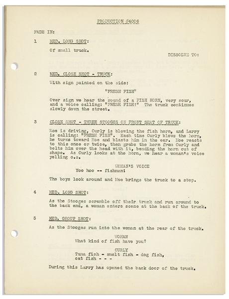 Moe Howard's Personally Owned Script for the 1945 Three Stooges Film ''Booby Dupes''